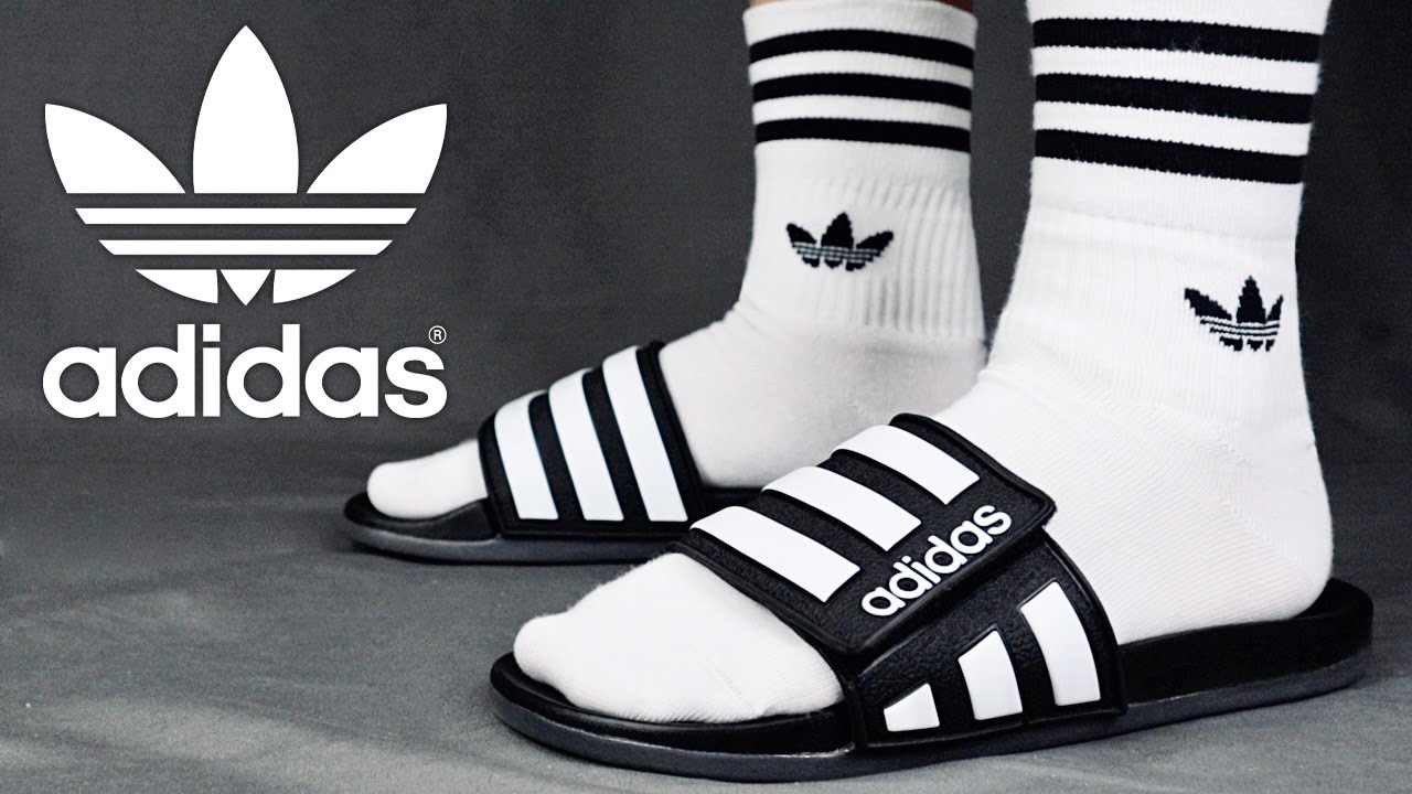 cambiar privado Corbata Adidas Comfort Slides + Crew Socks REVIEW | On Feet - YouTube