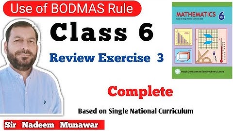 Class 6  Review Exercise 3 SNC Maths Punjab Text Book Board BODMAS Rule concept in Urdu Review ex 3