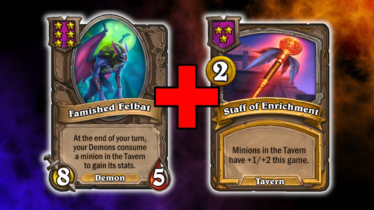 Classic DEMON build! Felbat, Felboar and Staff of Enrichment | Hearthstone Battlegrounds
