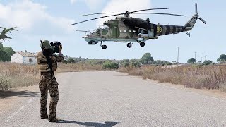 Air defense defends the convoy from helicopters - Arma