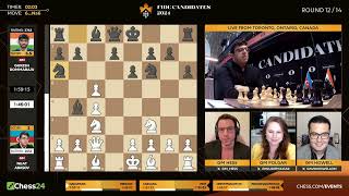 Candidates 2024 Ian Nepomniachtchi vs Praggnanandhaa R, Round 12 FIDE