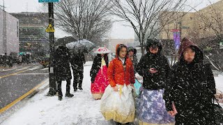 Snowfall SEOUL BUKCHON Hanok Village, Heavy Snow Seoul, Snow Asmr Ambience, Seoul Travel Walker. by Seoul Travel Walker 11,783 views 4 months ago 59 minutes