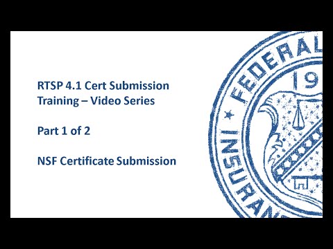 NSF Certificate Submission - Part 1