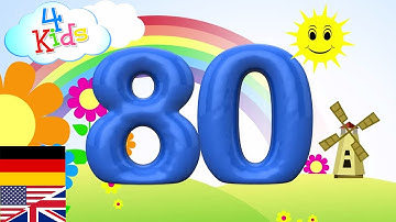 Bilingual Counting Numbers 71-80 english and german. Counting seventyone to eighty - learning video