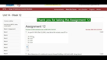 [NPTEL] Design Of Reinforced Concrete Structures [RCC] Assignment 12 / MAHENDRA #NPTEL #Assignment12