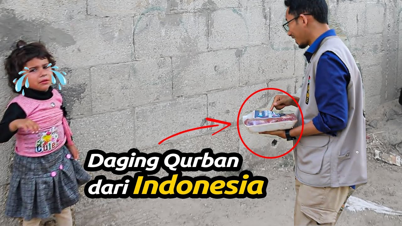 terima Daging Qurban ,Tangis gadis cilik Palestina ini berhenti seketika - Vlog Muhammad Husein Gaza
