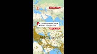 Air traffic at the start of the Iran war and now