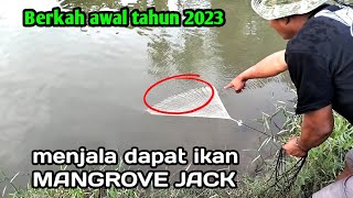 BERKAH DI AWAL TAHUN BARU 2023..!! jala ikan di muara laut dapat ikan MANGROVE JACK || Fishing nets