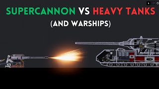 SUPERCANNON VS HEAVY TANKS AND WARSHIPS!