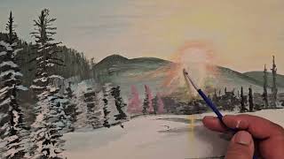 Snow Scene Acrylic Painting