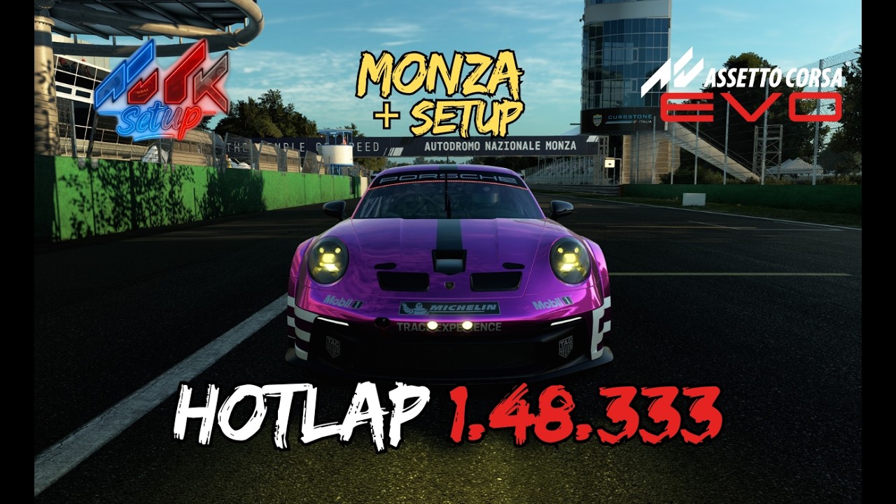 Hotlap AC EVO 0.4.1 - Porsche 911 GT3 CUP Kunos Monza 1.48.333 + Setup