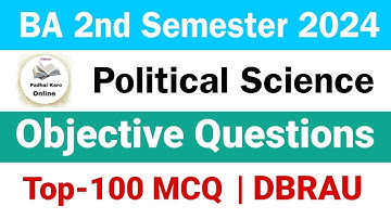 ba 2nd semester political science mcq 2024 | important objective questions | dbrau | agra university
