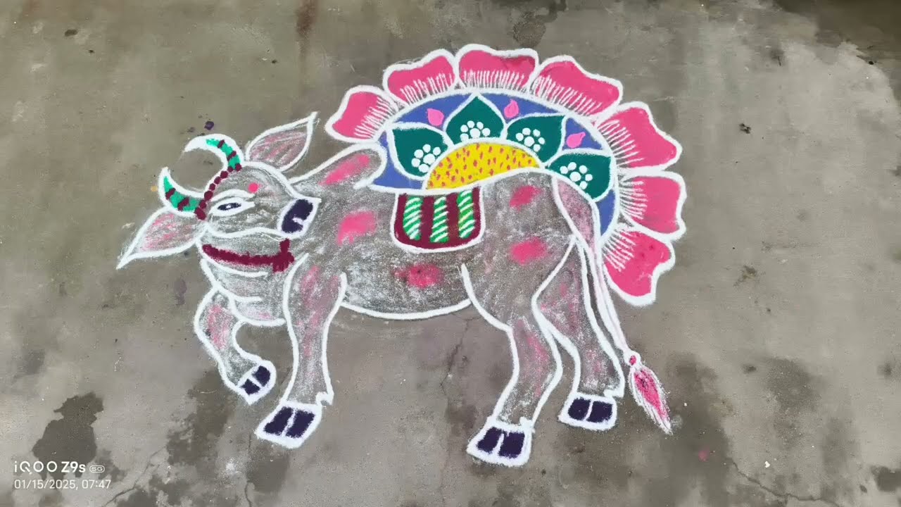 Mattu pongal kolam | Happy mattu pongal | cow kolam | easy rangoli | muggulu | Rovi Rangoli |
