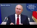 Russian President Putin Warns The World Economic Forum At Davos Of Worsening Global Instability