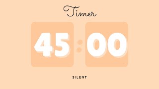 🍊 45 Minutes Silent Timer with Cute Ending Alarm | Pastel Orange Timer
