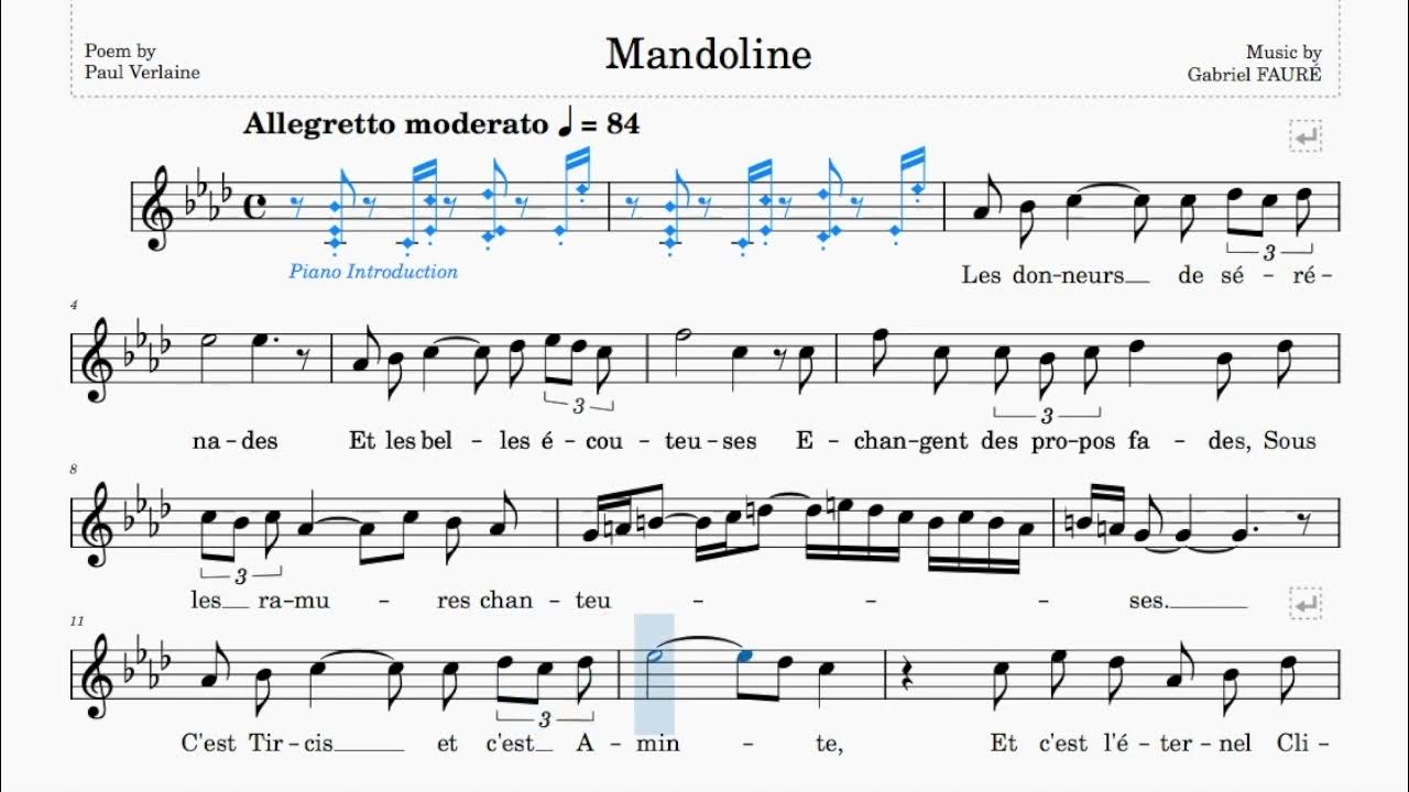 Mandoline (Fauré) A♭Major Trinity Grade 7 Group D 84 bpm Sing