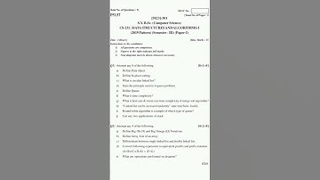 SPPU SY BSC CS Question Paper 2023-24 SEM 3 | DATA STRUCTURES AND ALGORITHM 1 #shorts #sybcs