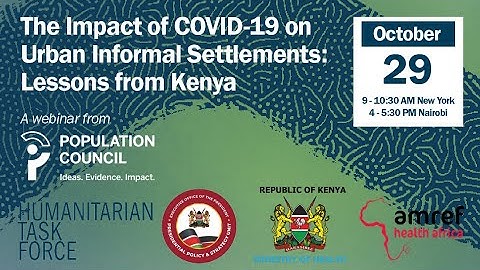 The Impact of COVID-19 on Urban Informal Settlements: Lessons from Kenya (Webinar)