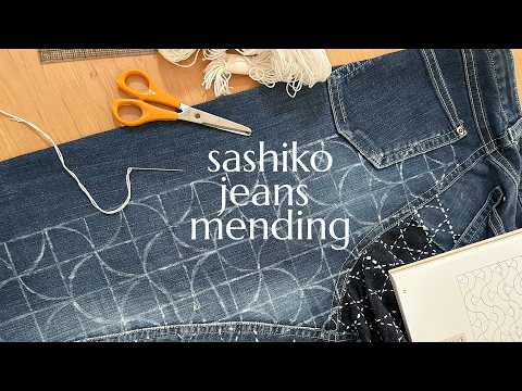 Mending jeans with Sashiko - YouTube