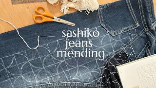 Mending jeans with Sashiko