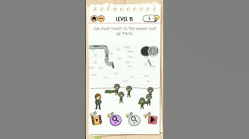 Brain Test 2 Level 15 || Smith and Joe part 2, Joe must reach to the sewer exit up there.