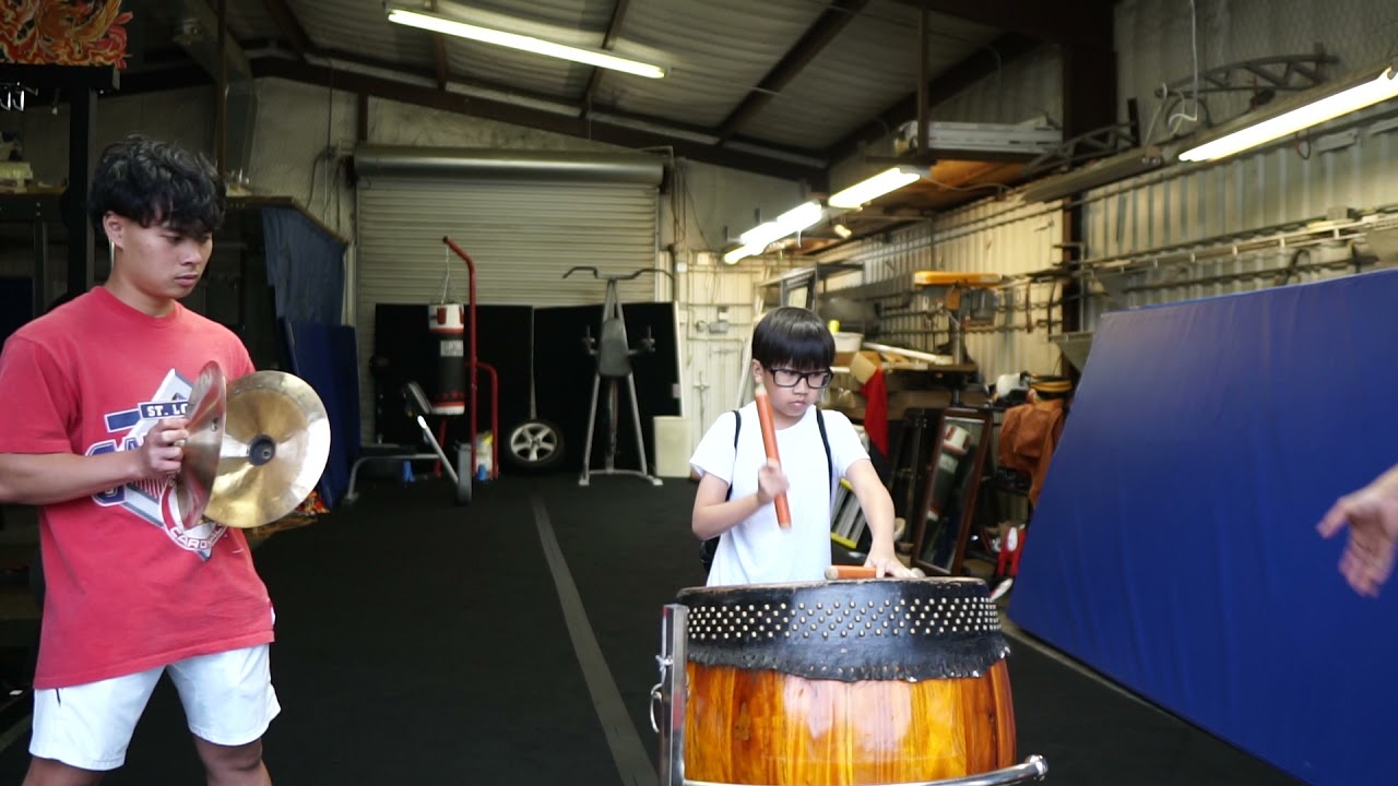 Rare Footage of Tyler Practicing on Lion Dance Drumming with Pablo and Burning Sun