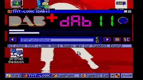 DAB+ APP running on MSX2 in SymbOS multitasking OS Z80 3.5 mhz machine.