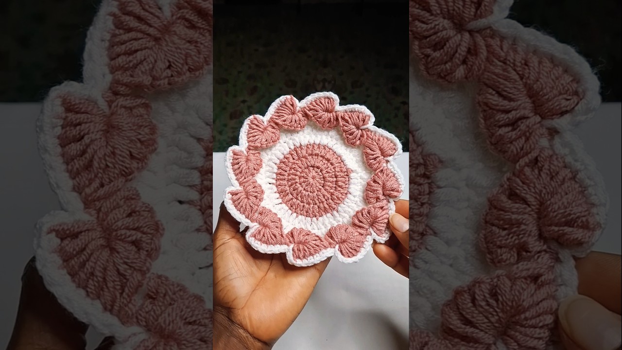 CUTE ! 😍 Easy Crochet Coaster 🩷