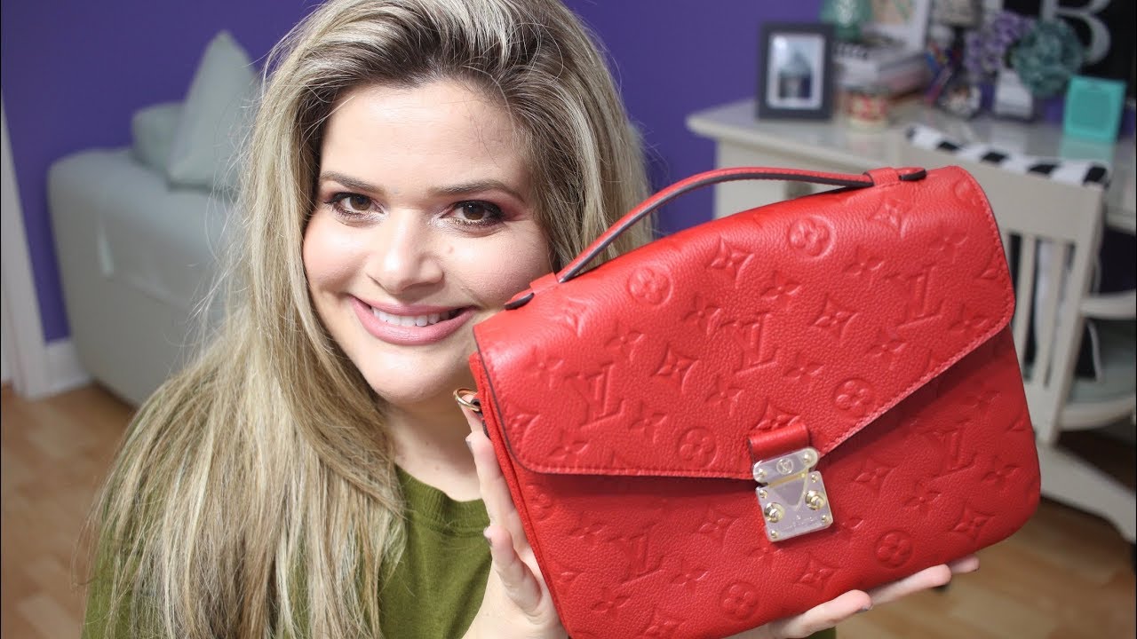 LOUIS VUITTON UNBOXING: LOUIS VUITTON POCHETTE METIS MONOGRAM EMPREINTE  CERISE HANDBAG 