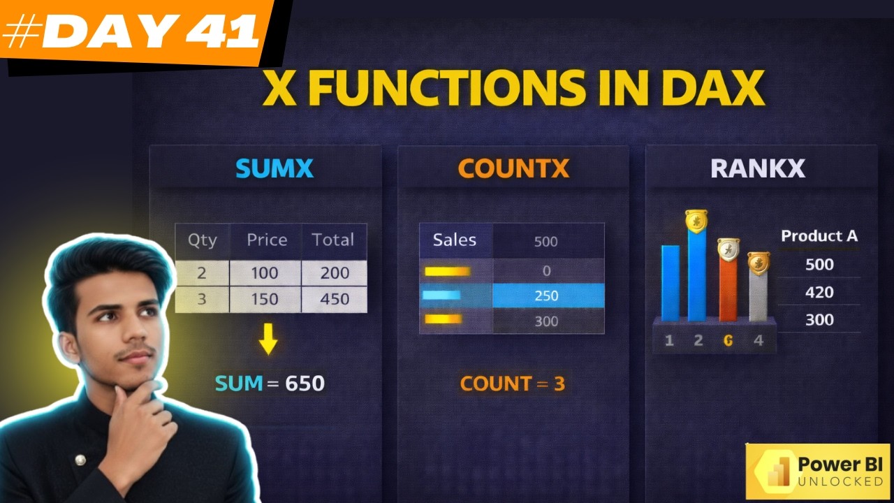DAX Iterator Functions in Power BI (SUMX, COUNTX, RANKX) DAY-41 # ...