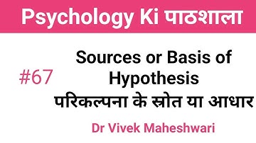 Sources or Basis of Hypothesis by Dr Vivek Maheshwari