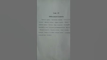pg trb maths 4 unit  Differential Geometry syllabus march  27, 2024