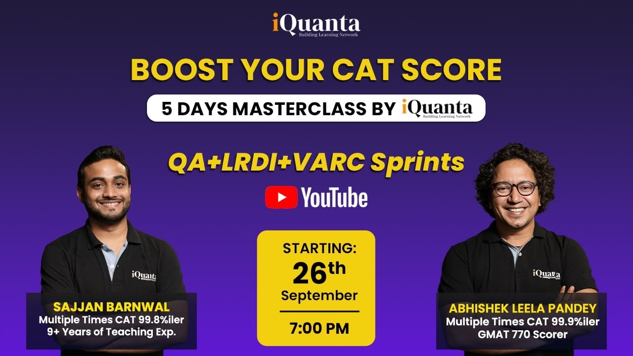 Quant Sprint 🏃🏃🏃 | 26th Sep 2022 | Pre CAT Crash Course | iQuanta - YouTube