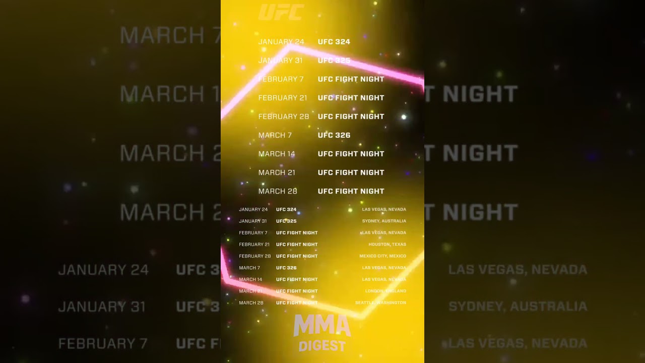 Расписание UFC на 1 квартал 2026 года 