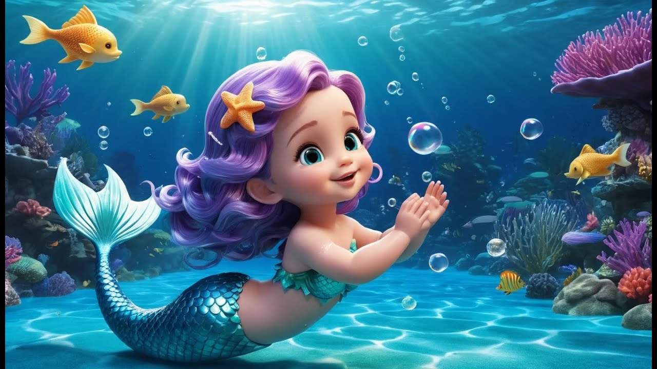 Baby Mermaid Sitting on a Rock | Sweet Mermaid Song for Kids | Magical Underwater Rhyme