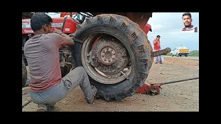 Tractor tyre puncture repair // valve replacement ( 5) puncture