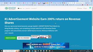 1 Advertisement Website Earn 200% return on Revenue Shares / Withdrawn  0.00072314