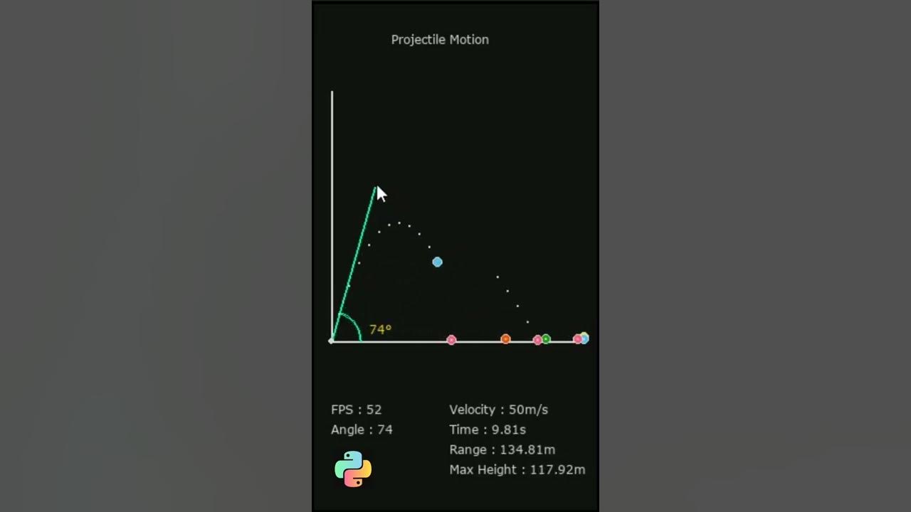 𝗽𝗿𝗼𝗷𝗲𝗰𝘁𝗶𝗹𝗲 𝗺𝗼𝘁𝗶𝗼𝗻 𝘀𝗶𝗺𝘂𝗹𝗮𝘁𝗶𝗼𝗻 in pygame | #shorts #python #pygame - YouTube