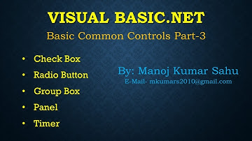 Basic Common Controls of VB NET Checkbox RadioButton GroupBox panel timer