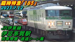 【臨時特急「185」など!】JR伊東線 伊豆多賀駅 列車発着･通過シーン集 2023.7.12