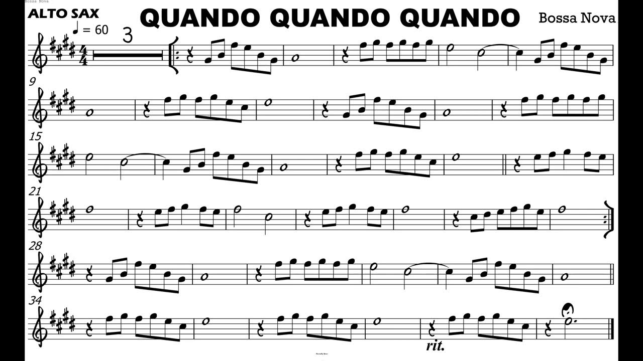 Quando Quando Quando I Alto Sax Sheet Music Bossa Nova YouTube