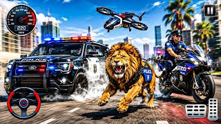 🦁 Lion Police Chase! 🚔 Police Car, Bike & Drone vs Wild Lion | Android Gameplay screenshot 2