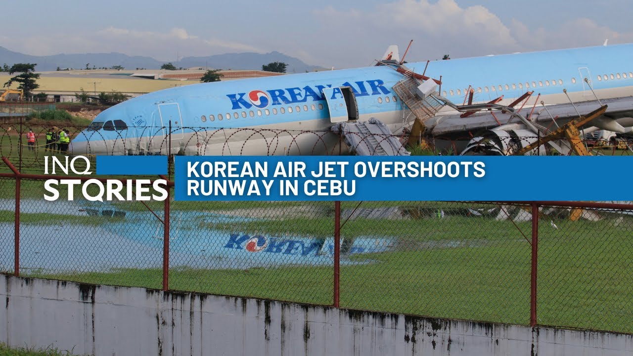 Korean Air jet overshoots runway in Cebu YouTube
