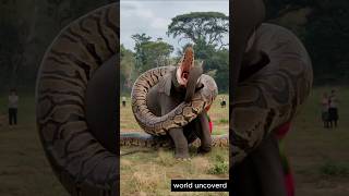 Giant Python Takes Down an Elephant? Shocking Wildlife Encounter! #shorts