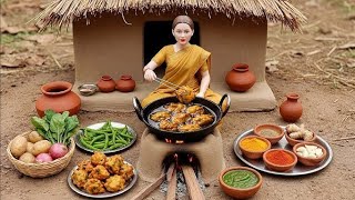 14 February 2026 Miniature Doll Pakora Frying ASMR | Indian Village Tiny Kitchen Cooking
