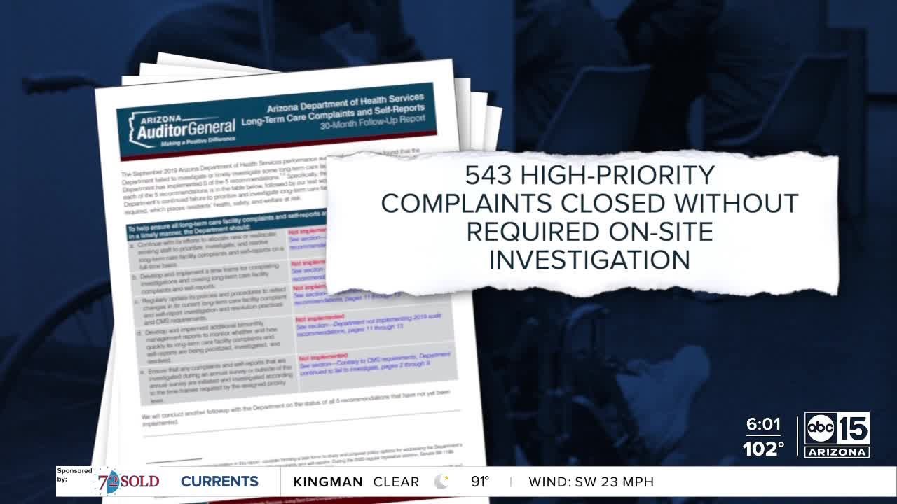 Report Arizona health department failing to investigate complaints at