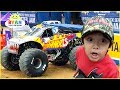 Ryan plays at Giant Monster Truck show for kids!!!