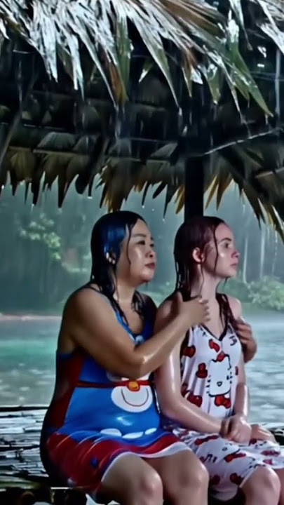 mom and daughter at the hut over the lake #asmr #rainasmr #rainsounds #relaxing #sleepsounds