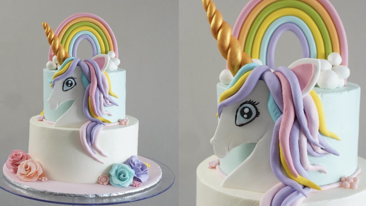 Rainbow Unicorn Hair Semi Fondant Cake - Dough and Cream