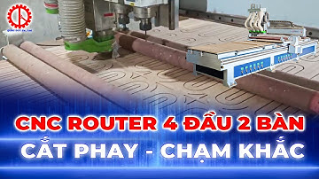 Máy CNC 4 Đầu 2 Bàn Dài 5M Cắt Chạm Khắc Ván - Gỗ Công Nghiệp SM 1350 TC2 4